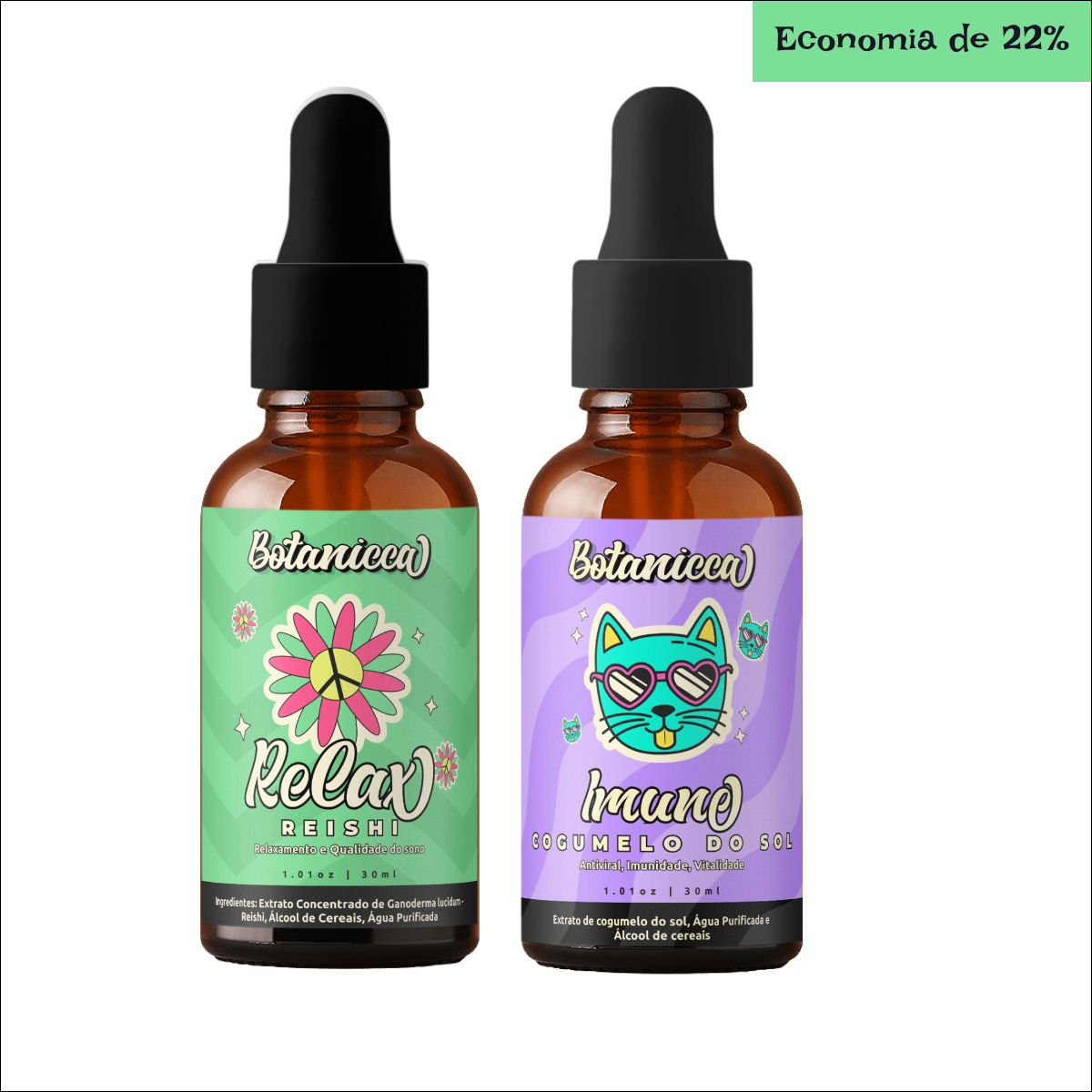 Kit Reishi e Cogumelo do Sol para Relaxamento e Bem-Estar