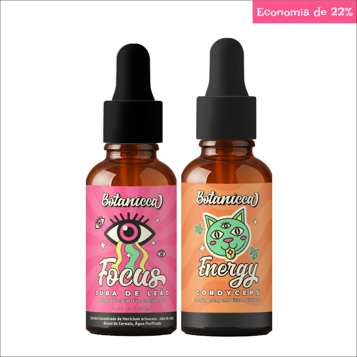 Kit: Extratos de Cogumelos Cordyceps & Juba de Leão - 30ml